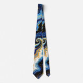 Levendige krullen van blauw en goud 1 stropdas (Voorkant)