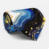 Levendige krullen van blauw en goud 1 stropdas (Opgerold)