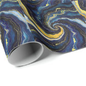 Levendige krullen van blauw en goud 2 cadeaupapier (Rol Hoek)