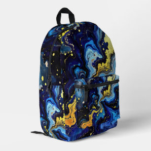 Levendige krullen van blauw en goud 4 bedrukte rugzak