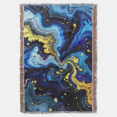 Levendige Krullen van Blauw en Goud 4 Deken (Voorkant Verticaal)