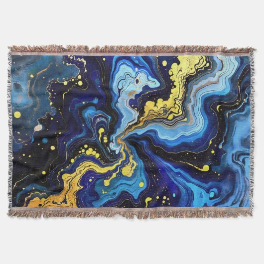 Levendige Krullen van Blauw en Goud 4 Deken (Voorkant)