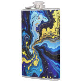 Levendige krullen van blauw en goud 4 heupfles (Links)
