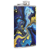 Levendige krullen van blauw en goud 4 heupfles (Rechts)