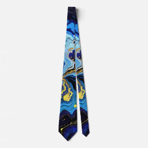 Levendige krullen van blauw en goud 4 stropdas