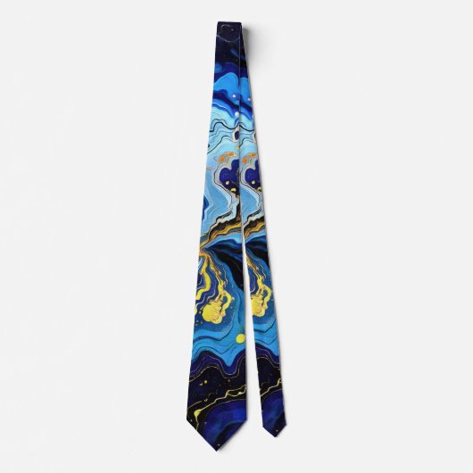 Levendige krullen van blauw en goud 4 stropdas (Voorkant)