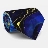 Levendige krullen van blauw en goud 4 stropdas (Opgerold)
