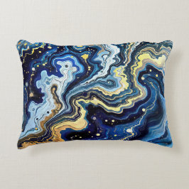 Levendige krullen van blauw en goud 5 accent kussen