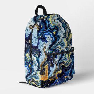 Levendige krullen van blauw en goud 5 bedrukte rugzak