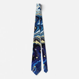 Levendige Krullen van Blauw en Goud 5 Stropdas