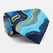 Levendige krullen van blauw en goud 7 stropdas (Opgerold)