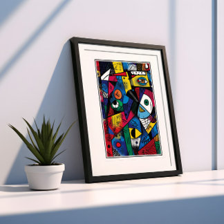 Levendige kubistische stijl Abstract Poster