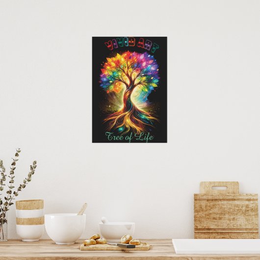 Levendige Kunst Boom des Levens – Natuur ontwerp Poster (Keuken)