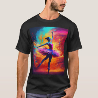 Levendige kunst van een Wild Vrouw Ballerina Dance T-shirt