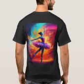 Levendige kunst van een Wild Vrouw Ballerina Dance T-shirt (Achterkant)