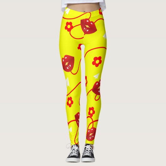 Levendige kussen over het ontwerp leggings (Voorkant)