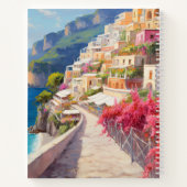 Levendige Kust Mediterraan Stad Spiral Notitieboek (Achterkant)