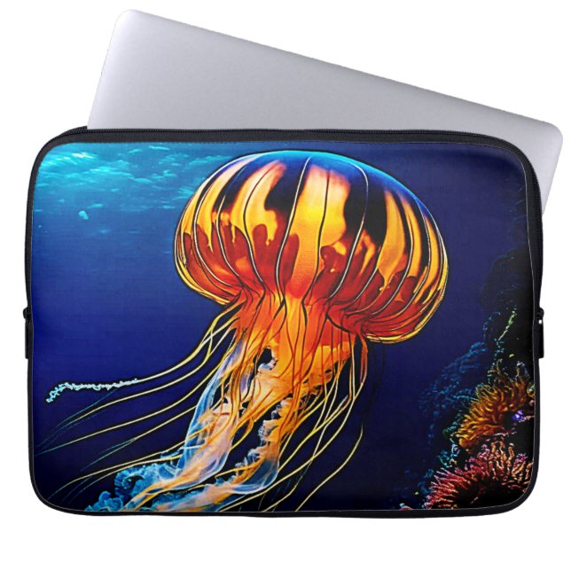 Levendige kwal onderwater kunst laptop sleeve (Voorkant)