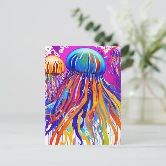 Levendige kwallenkunst briefkaart (Staand voorkant)