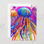 Levendige kwallenkunst briefkaart (Voorkant / Achterkant)