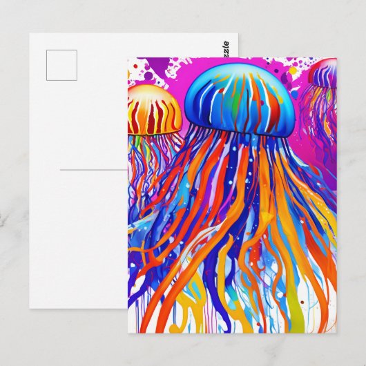 Levendige kwallenkunst briefkaart (Voorkant / Achterkant)