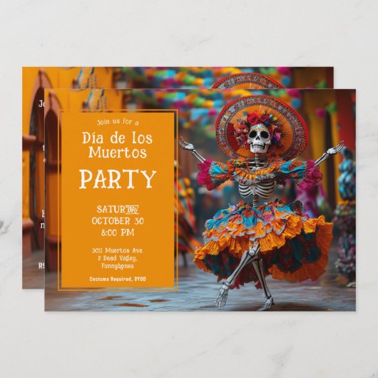 💀 Levendige La Calavera danser Kaart (Voorkant / Achterkant)