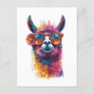 Levendige lama hoofd illustratie - kleurrijk, unie briefkaart