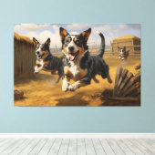 Levendige Lancashire Heeler achtervolgingen Canvas Afdruk (Insitu (Houten vloer))