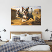 Levendige Lancashire Heeler achtervolgingen Canvas Afdruk (Insitu (Slaapkamer))