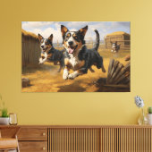 Levendige Lancashire Heeler achtervolgingen Canvas Afdruk (Insitu (Woonkamer))