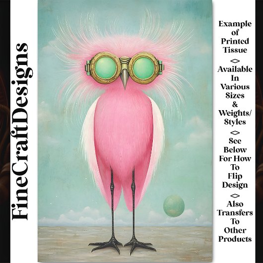 Levendige Lange Legged Funny Pink Bird BS9 Decoupa Tissuepapier