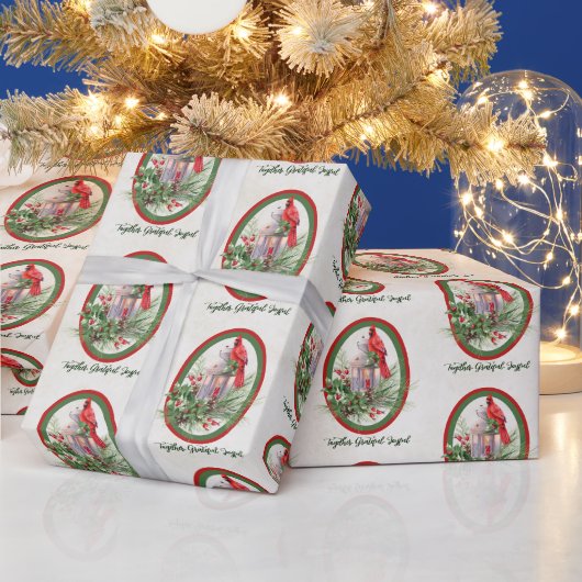 Levendige lantaarn met heilige en kardinale kerst cadeaupapier (Feestdagen)