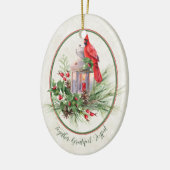 Levendige lantaarn met heilige en kardinale kerst keramisch ornament (Links)