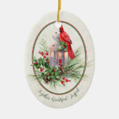 Levendige lantaarn met heilige en kardinale kerst keramisch ornament (Voorkant)