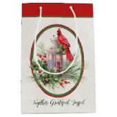 Levendige lantaarn met heilige en kardinale kerst medium cadeauzakje (Voorkant)
