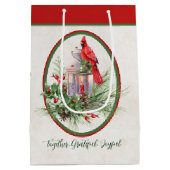Levendige lantaarn met heilige en kardinale kerst medium cadeauzakje (Achterkant)