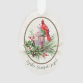 Levendige lantaarn met heilige en kardinale kerst ornament (achterkant)