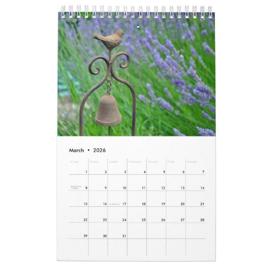 Levendige lavendel bloemen kalender (Mar 2026)