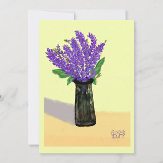 Levendige lavendelbloemen, geïnspireerd door de na bedankkaart