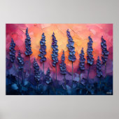 Levendige lavendelvelden in een zonsondergang heme poster (Voorkant)