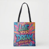 Levendige "Leef je droom" Graffiti-muurkunst Tote Bag (Voorkant)
