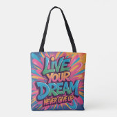 Levendige "Leef je droom" Graffiti-muurkunst Tote Bag (Achterkant)