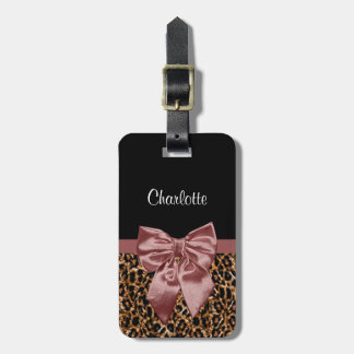 Levendige leesdruk Elegant Brown Bow en naam Bagagelabel