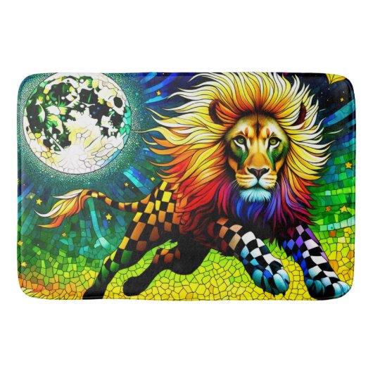 Levendige Leeuw Maanscène Badmat (Voorkant)