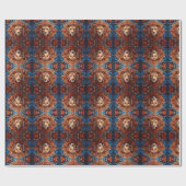 Levendige leeuw met bloemenmotieven cadeaupapier (Vlak)