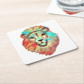 Levendige leeuwenkop kartonnen onderzetters (Schuin)