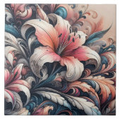 Levendige lelie bloeit met ingewikkelde wervelinge tegeltje (Voorkant)