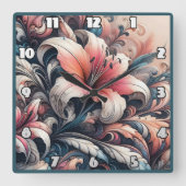 Levendige lelie bloeit met ingewikkelde wervelinge vierkante klok (Voorkant)