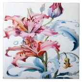 Levendige lelies in bloei tegen een witte achtergr tegeltje (Voorkant)