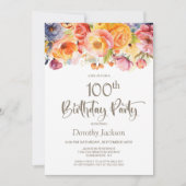 Levendige lente Bloemen 100ste verjaardagsfeest Kaart (Voorkant)